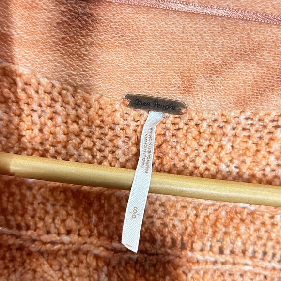 FREE PEOPLE Chunky Tie Dye Cable Knit Cardigan Sweater Orange Sz S {X10} - Picture 4 of 5